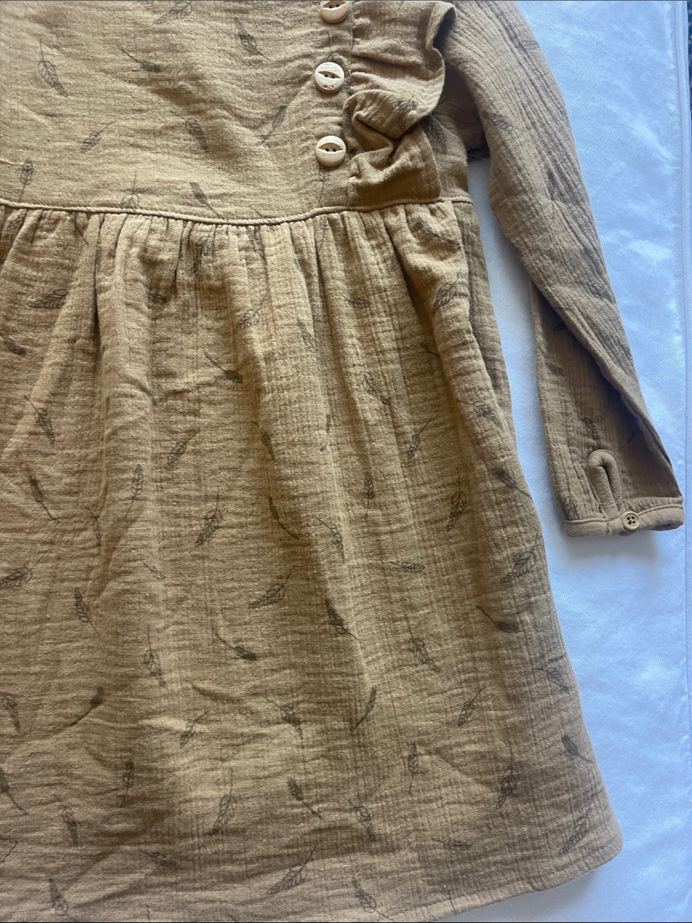 CITY MOUSE Girls Size 4 Long-Sleeve Ruffle Dress in Mustard - Kids - Picture 6 of 12